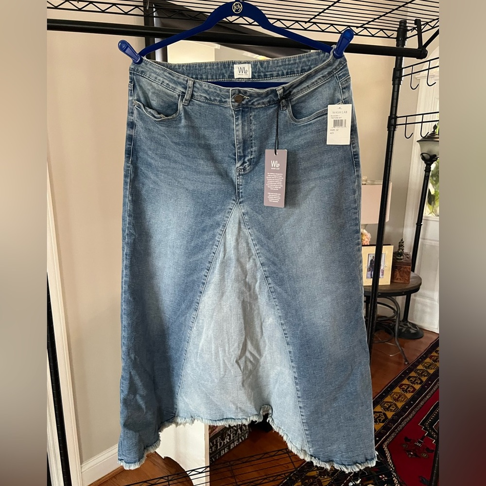 Wash Lab Denim Asymmetrical Maxi Skirt Size 32 NWT